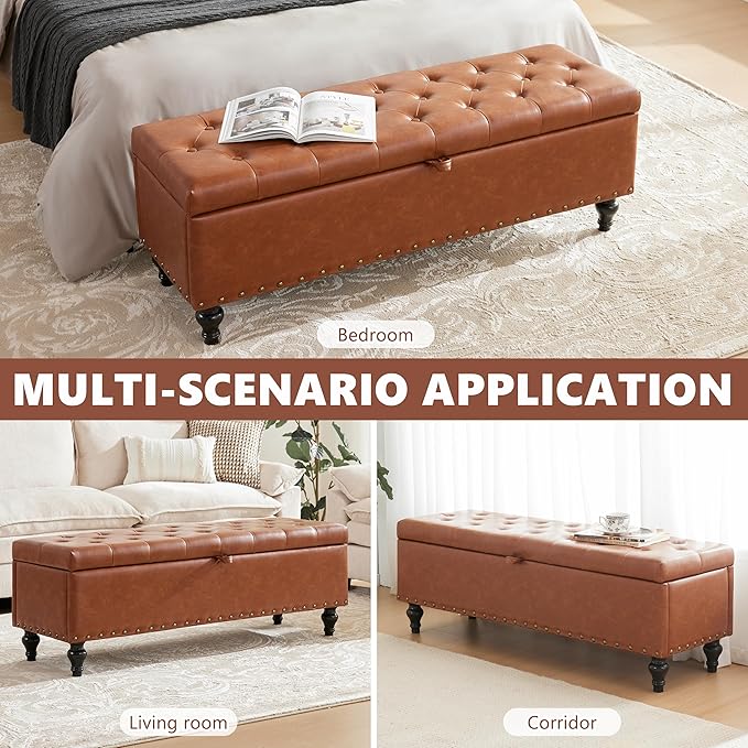 Mangodan 50" Storage Ottoman Bench, Tufted Ottoman