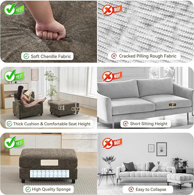 WUTUTUEE 57.5" Oversized Chaise Lounge