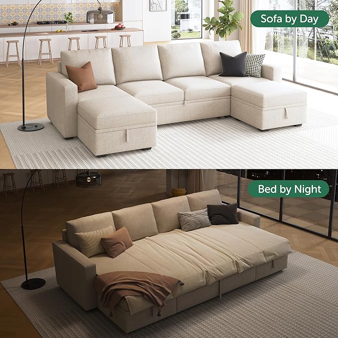 HONBAY Modular Sectional Sleeper Sofa Bed, Sectional Couch