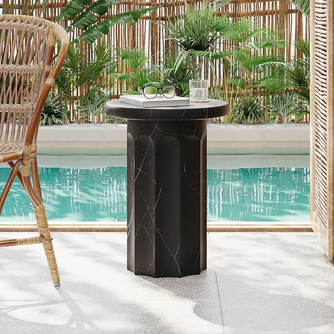 Christopher Knight Home Mervynt Outdoor Side Table, Lightweight Concrete Patio