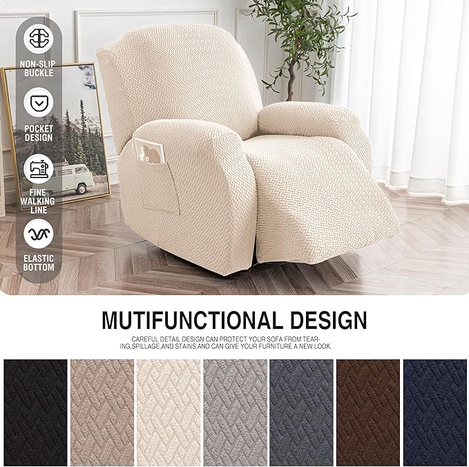 Genina Recliner Chair Cover, Stretch Reclining Chair Covers, Recliner Sofa