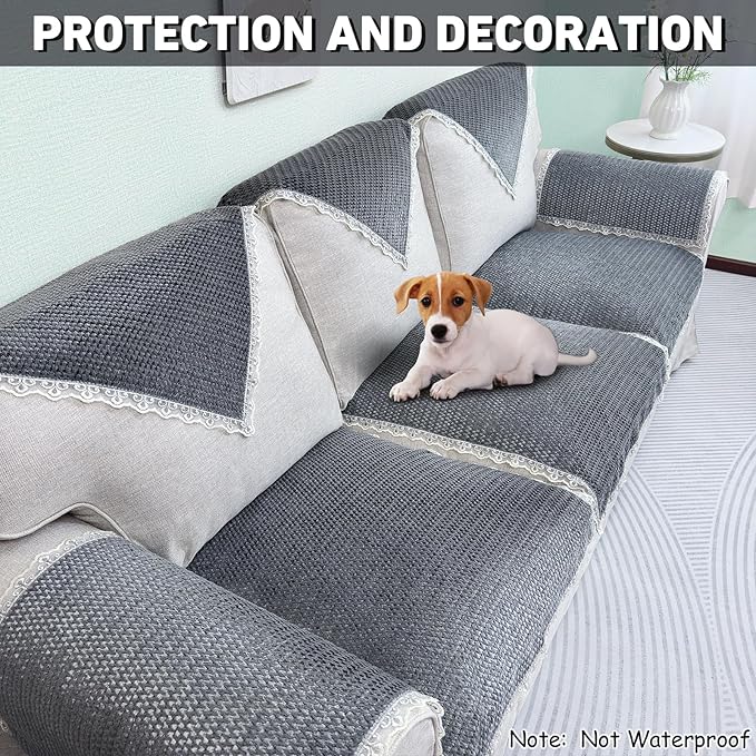 Velvet Couch Arm Covers, Headrest/Backrest Cover, Seat Slipcover
