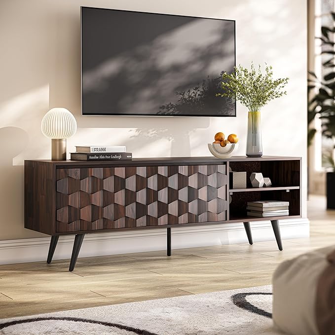 Bme Georgina 65 Inch Solid Wood TV Stand, Under 10 Minutes Assembly