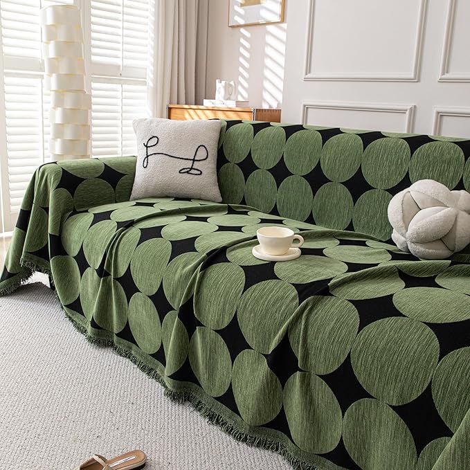 Boho Chenille Couch Cover for Dogs, Non Slip Sofa Cover, Couch Slipcover Covers