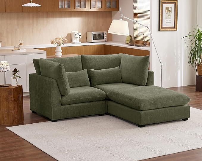 77" Oversized Chenille Couch Modular Sectional Sofa, Washable Cloud Couch