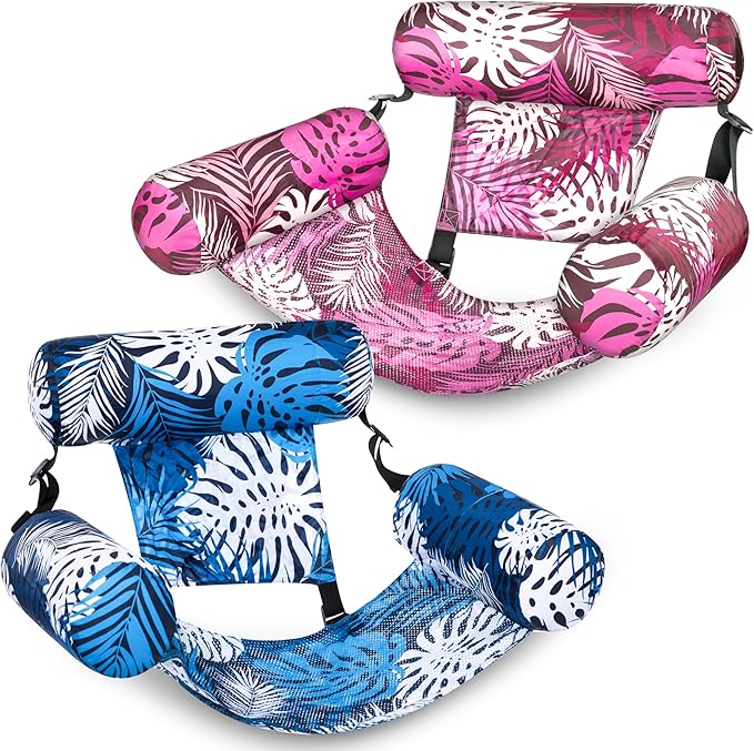 SLOOSH Inflatable Pool Floats Adult, 2 Packs Floating Lounge Chairs, Blow up