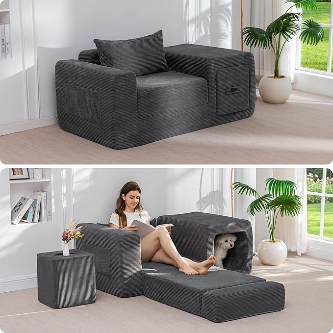 MAXYOYO Folding Sofa Couch, Convertible Floor Sofa