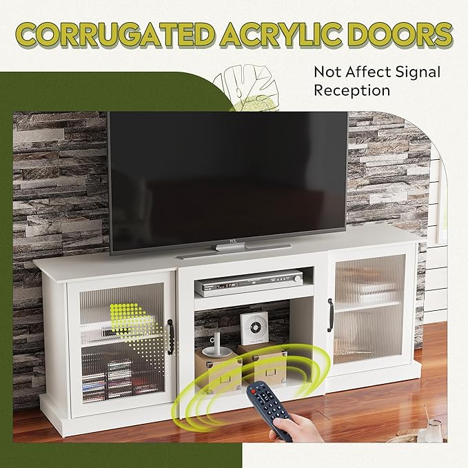 WLIVE Farmhouse TV Stand for 75 inch TV, Entertainment Center