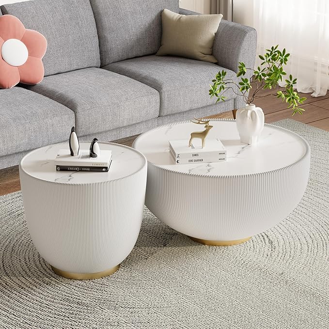 SSLine Bowl-Shape Small Coffee Table Modern Sintered Stone Top Coffee Table in
