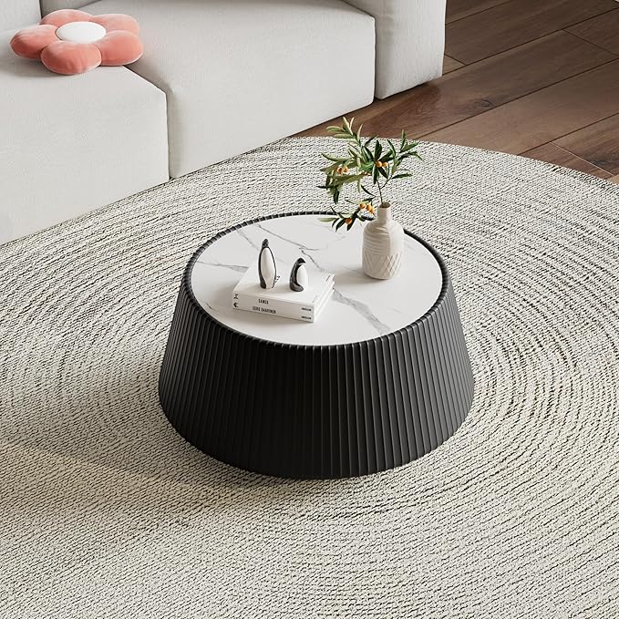 26.77" Marble Coffee Table, Modern Cup Shaped Coffee Table