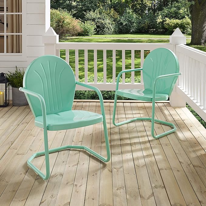 Crosley Furniture Griffith Outdoor Chair, Retro Metal Patio Chairs