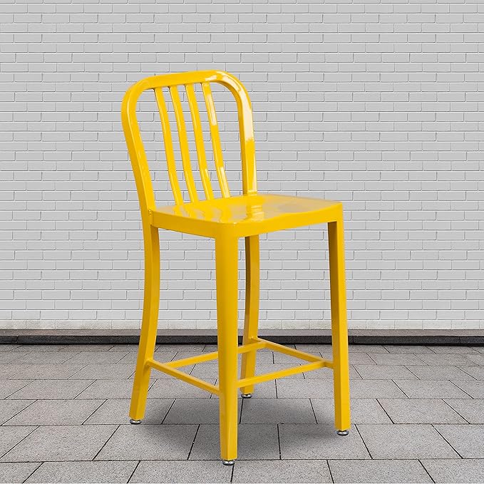 Flash Furniture Gael Commercial Grade 2 Pack 24" High Yellow Metal