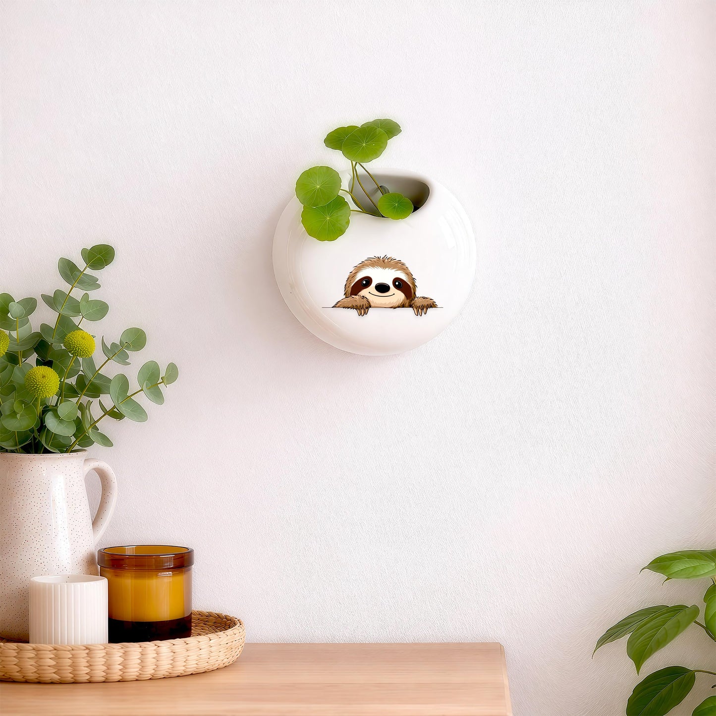 BJDAMAI Sloth Small Wall Planters for Indoor Outdoor Pots Ceramic, Gifts for Women Teens Girls Kids, Sloth Lovers Themed Gifts Decor Stuff Things Items!