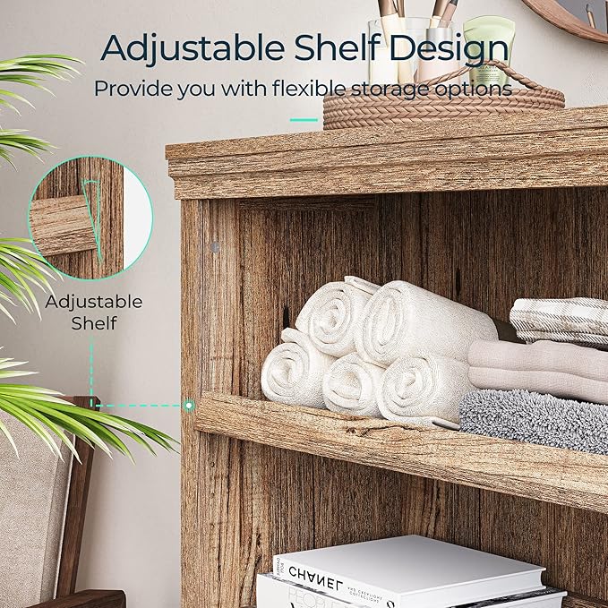LINSY HOME 3-Tier Bookshelf Display Storage Shelves Farmhouse Bookshelf