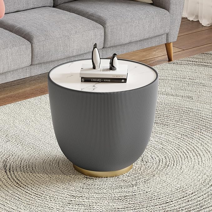 SSLine Bowl-Shape Small Coffee Table Modern Sintered Stone Top Coffee Table in