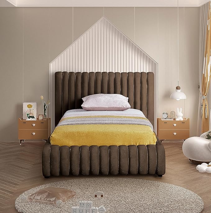 Meridian Furniture NicoBrown-T Nico Collection Modern | Contemporary Velvet
