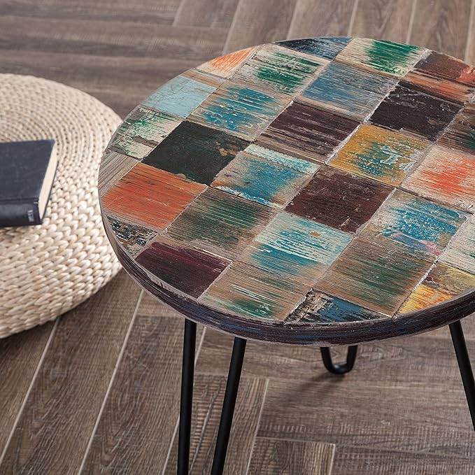 Greenage Reclaimed Wood End Table Bedroom