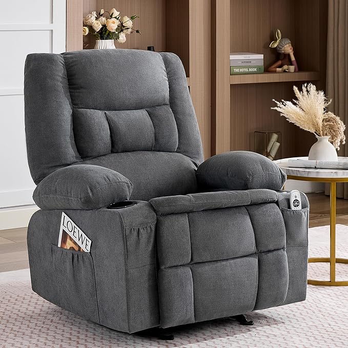 Rocker Recliner Chair with Massage and Heat, Nursery Rocking Chairs