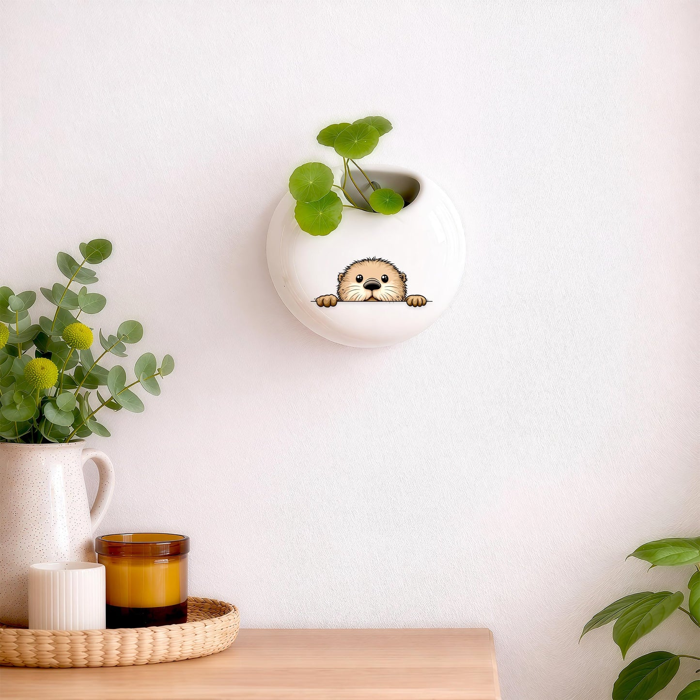 BJDAMAI Sea Otter Small Wall Planters for Indoor Outdoor Pots Ceramic, Gifts for Women Teens Girls Kids, Sea Otter Lovers Themed Gifts Decor Stuff Things Items!