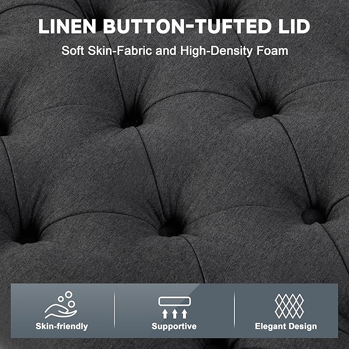 Mangodan 50" Storage Ottoman Bench, Tufted Ottoman