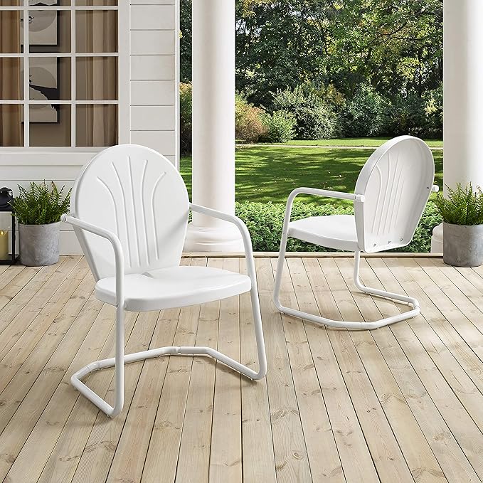 Crosley Furniture Griffith Outdoor Chair, Retro Metal Patio Chairs