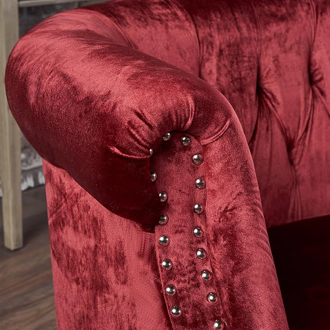GDFStudio Melaina Tufted Chesterfield Velvet Loveseat