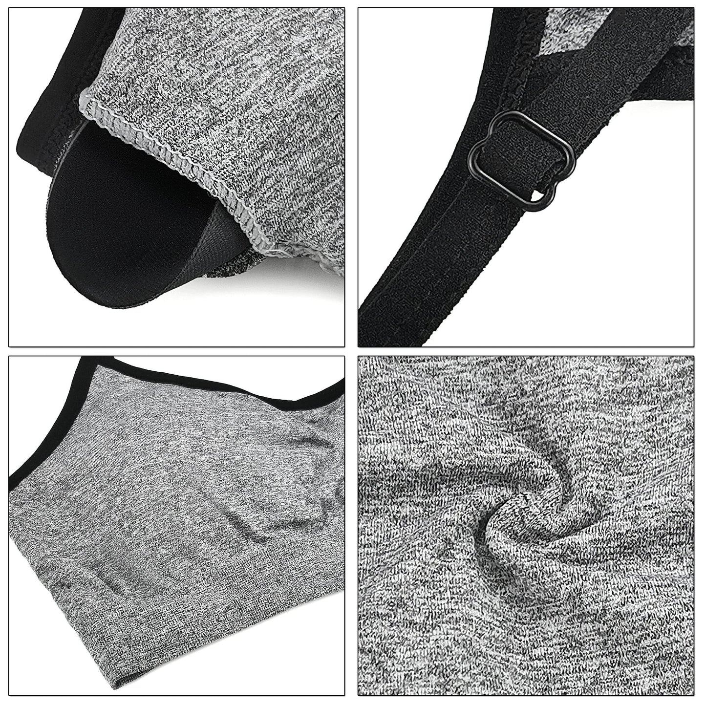 SHEKINI 3 Pieces Women's Sport Bra Seamless Padded Bralettes Yoga Crop Tank Tops with Adjustable Spaghetti Straps