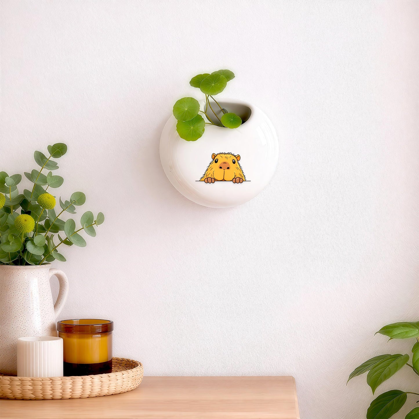 BJDAMAI Capybara Small Wall Planters for Indoor Outdoor Pots Ceramic, Gifts for Women Teens Girls Kids, Capybara Lovers Themed Gifts Decor Stuff Things Items!