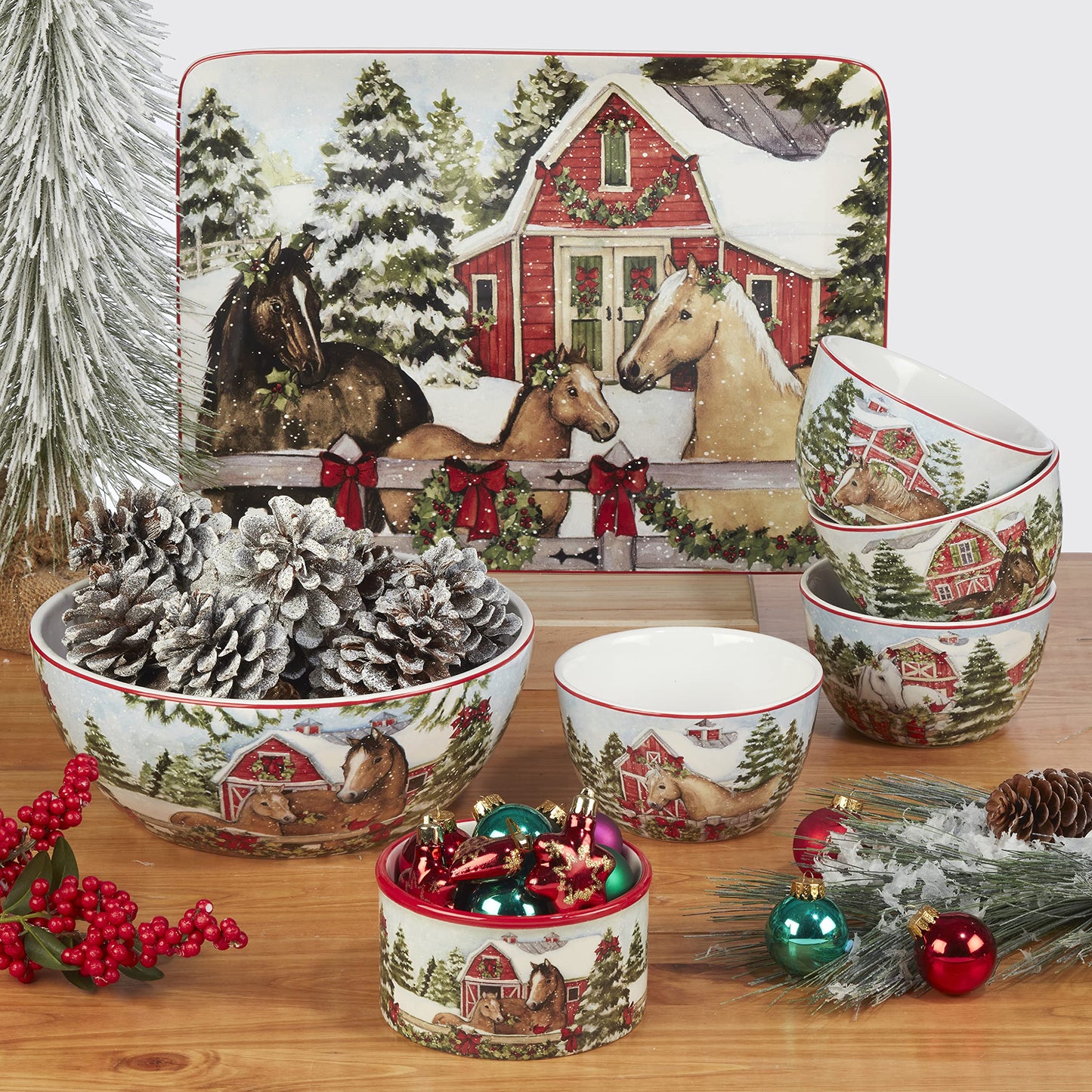 Certified International Homestead Christmas 3-D Cookie Jar, 64 oz.