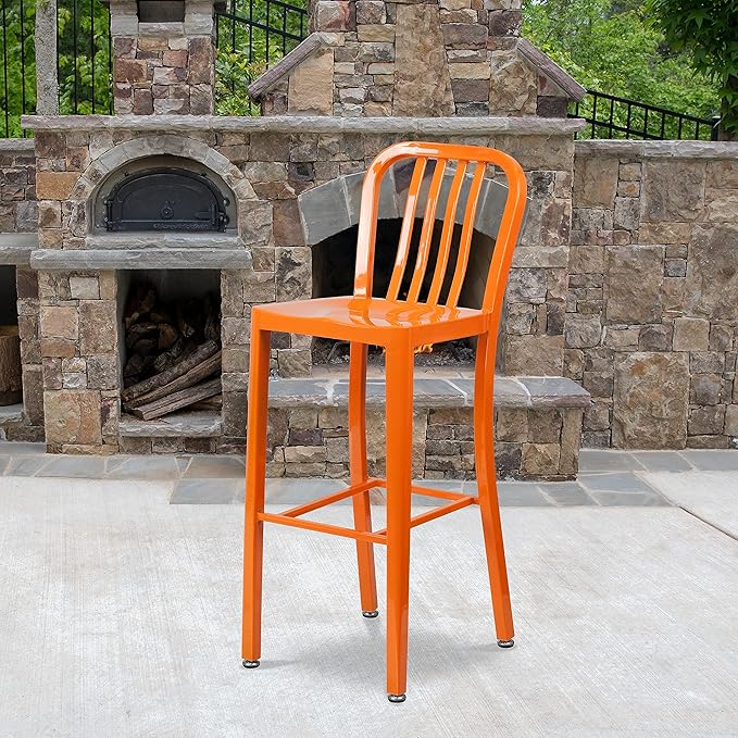 Flash Furniture Gael Commercial Grade 2 Pack 30" High Orange Metal