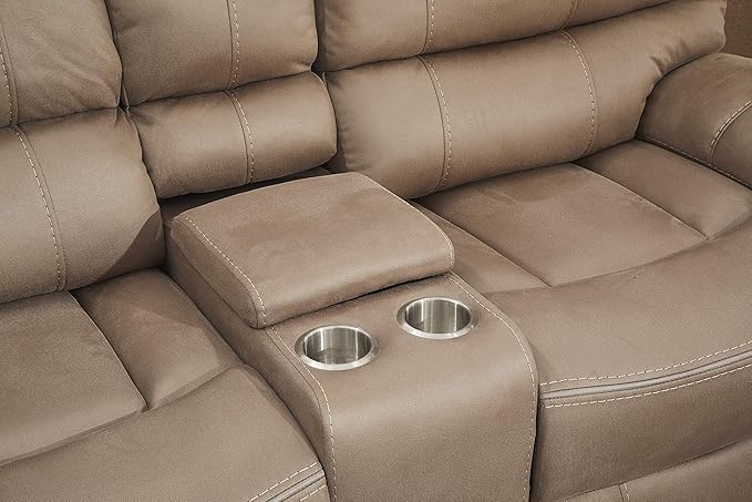 Betsy Furniture Microfiber Reclining Sofa Couch Set Living Room Set 8007