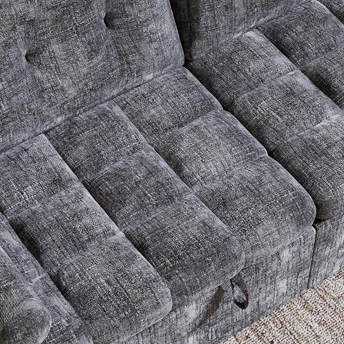 Convertible Sleeper Sofa Bed, 86 Inch Chenille Pull Out Couch