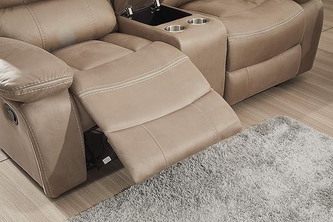 Betsy Furniture Microfiber Reclining Sofa Couch Set Living Room Set 8007