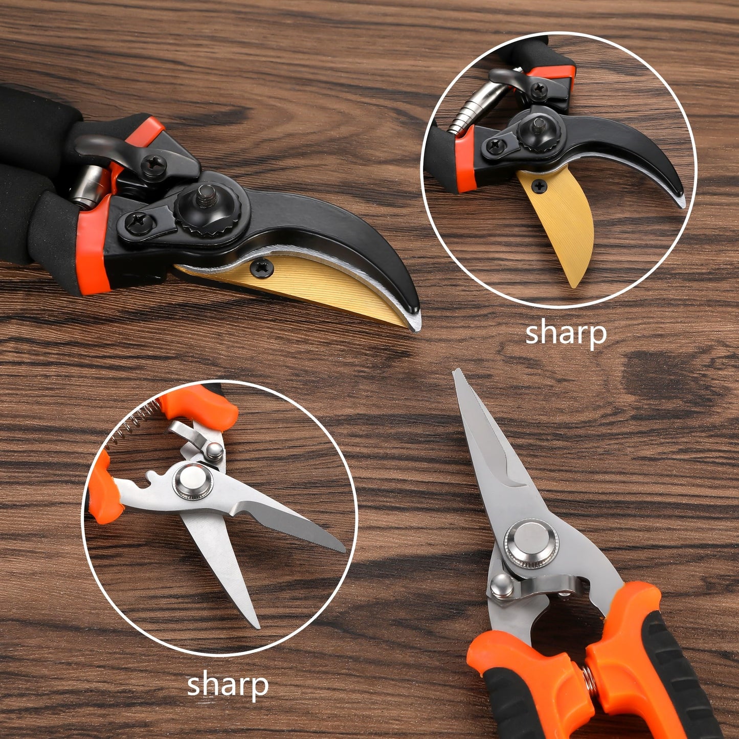 5 pack Garden Pruning Shears Stainless Steel Blades, Handheld Scissors Set with Gardening Gloves,Heavy Duty Garden Bypass Pruning Shears,Tree Trimmers Secateurs, Hand Pruner (Classic)