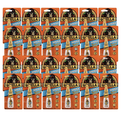 Gorilla Super Glue with Brush & Nozzle Applicator, Clear Glue, 12 Gram (Pack of 24) - All Purpose and Fast Setting for Projects and Repairs