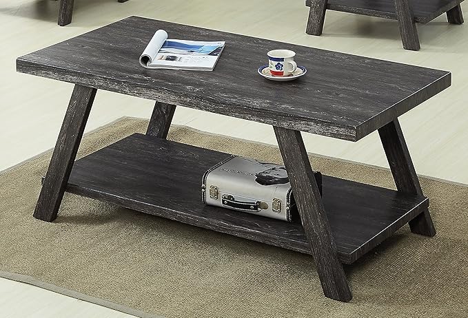 Contemporary Wood Coffee Table 48 in, Charcoal Living Room Table
