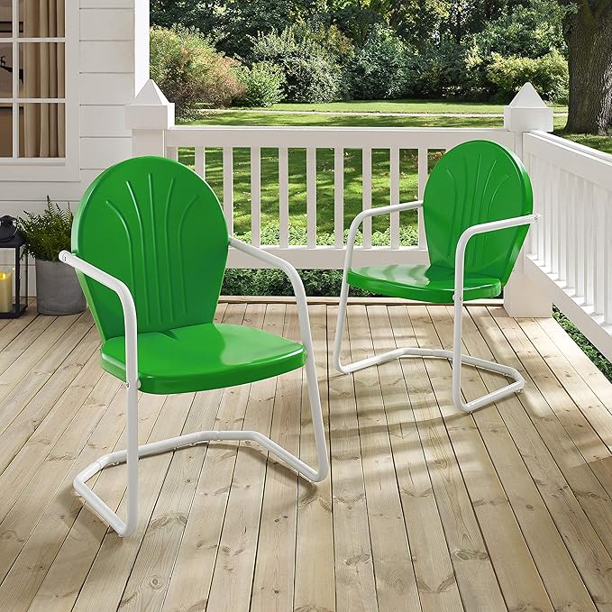 Crosley Furniture Griffith Outdoor Chair, Retro Metal Patio Chairs
