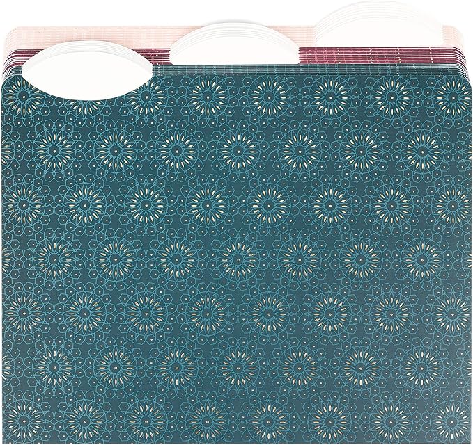 U Brands 3 Tab File Folders, Fleuri Jewel Tones, 24 Count