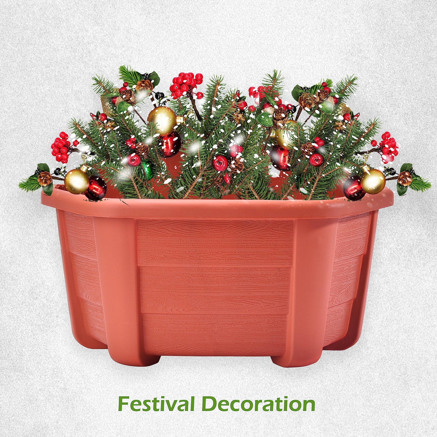 ORIMERC 9.8 inch 3 Pack Brick Red Wall Hanging Planters for Indoor Outdoor Plants Hanging Plant Holder with Drainage Hole Fence Balcony Planters Railing Hanging Pot Plant Wall Mount Decor with Hooks