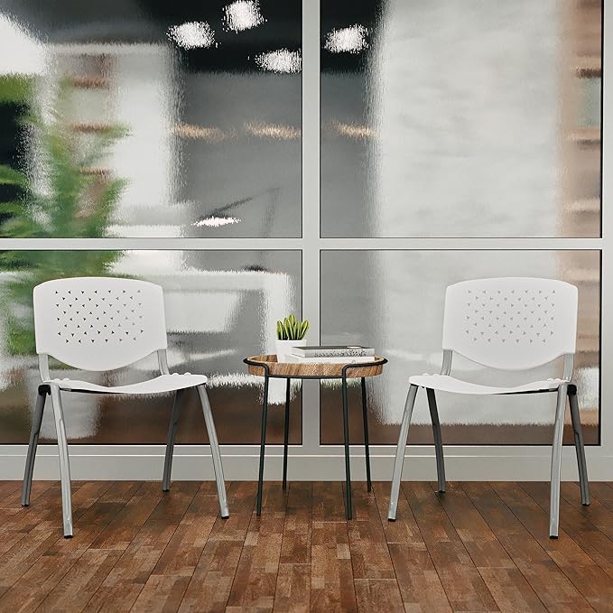 Flash Furniture HERCULES -5 Pack 880 lb. Capacity White Plastic Stack Chair |
