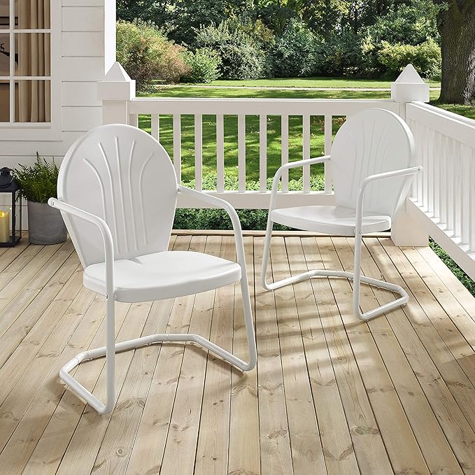 Crosley Furniture Griffith Outdoor Chair, Retro Metal Patio Chairs