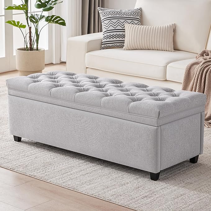 Mangodan 50" Storage Ottoman Bench, Tufted Ottoman