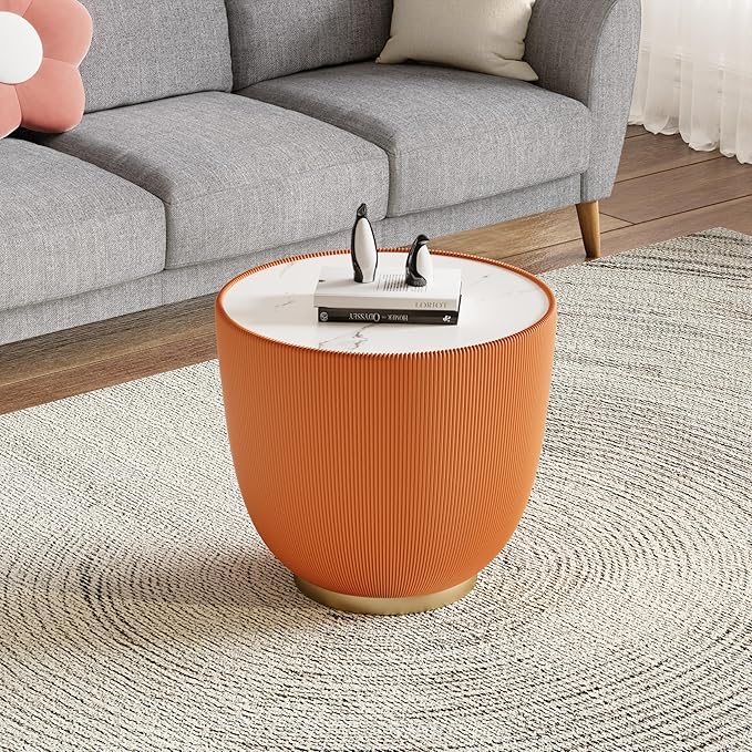 Round Marble Coffee Table Set of 2, 2 Piece Coffee Table and End Table