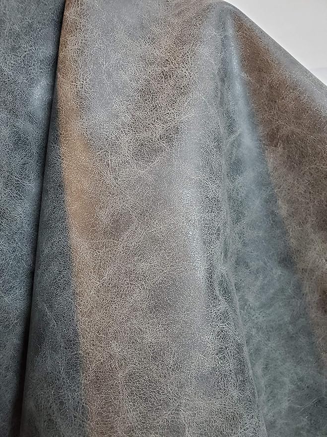 NAT Leathers | Gray Distressed 2 Tone Oily Faux Vegan Leather PU | 2 Yard Cut