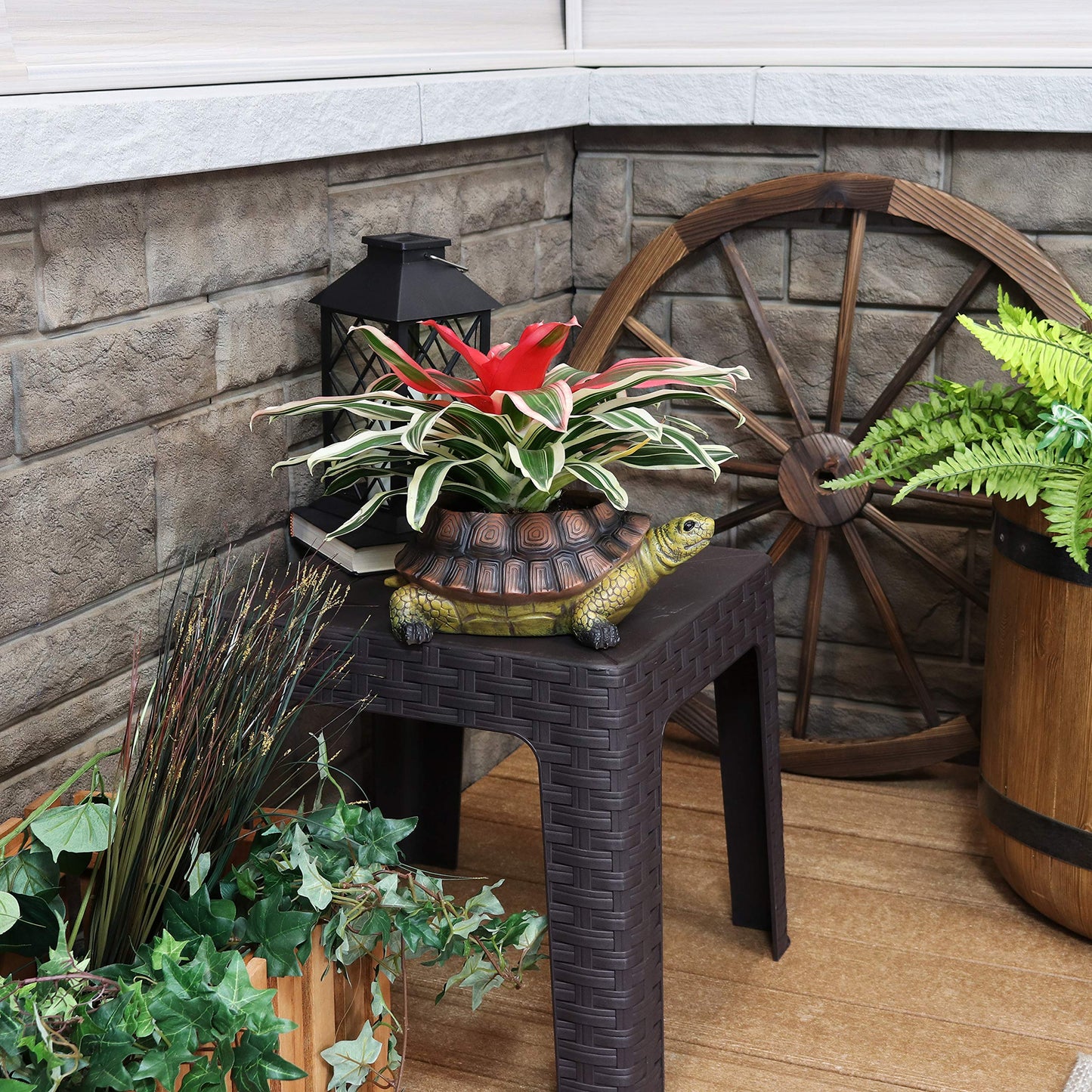 Sunnydaze Teddy the Turtle 11" Polyresin Garden Planter for Indoor or Outdoor Use