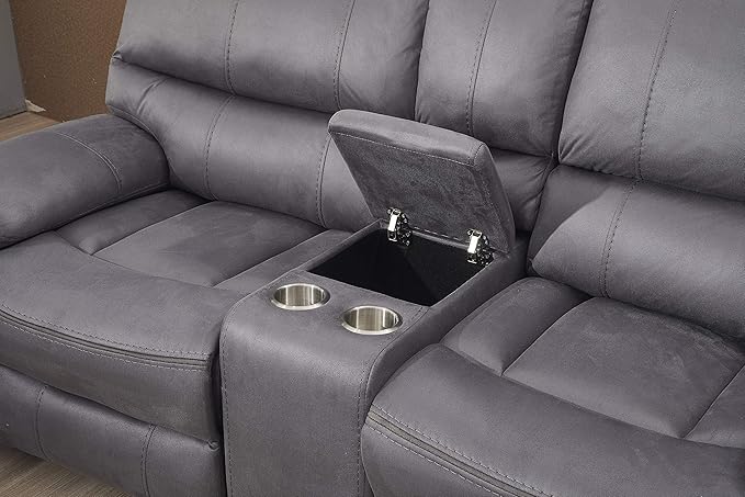 Betsy Furniture Microfiber Reclining Sofa Couch Set Living Room Set 8007
