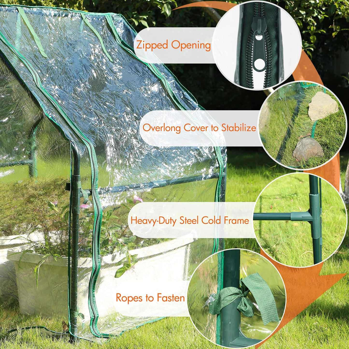 Gardzen Mini Greenhouse Heavy Duty Portable Green House, Zipper Clear Tent Small Greenhouse for Indoor Outdoor Plants 36.2”(L) x36.2”(W) x42.5”(H)