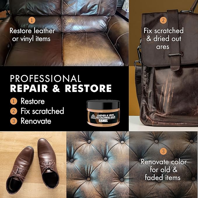 FORTIVO Leather Recoloring Balm, Color Restorer, Scratch Remover, Couch Paint