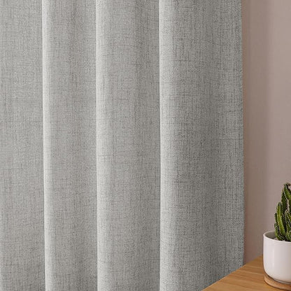 Tollpiz Short Linen Tier Curtains Rod Pocket Semi Sheer Half Kitchen Curtain Burlap Light Filtering Thick Linen Drapes for Bathroom, 30 x 24 inches Long, Silver Grey, Set of 2 Panels
