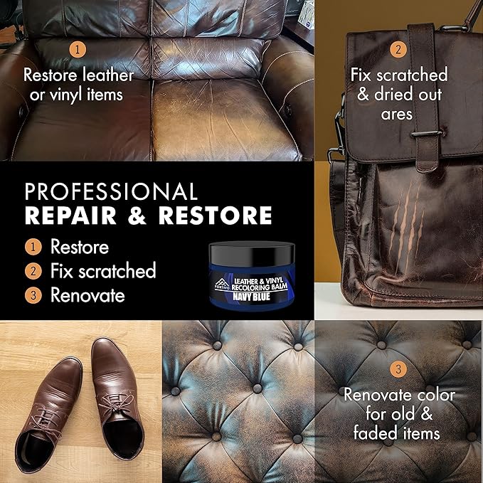 FORTIVO Leather Recoloring Balm, Color Restorer, Scratch Remover, Couch Paint